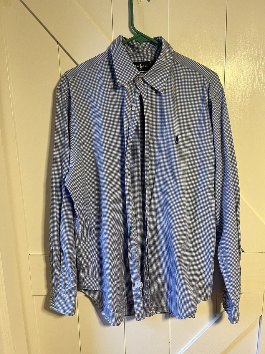 Polo Ralph Lauren Blue Gingham Button Up Size 16-34/35