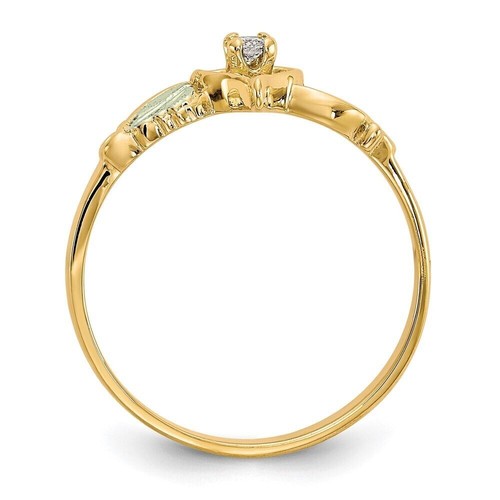 10k Tri-color Gold Black Hills Gold Diamond Heart Ring Size7 - Picture 2 of 9