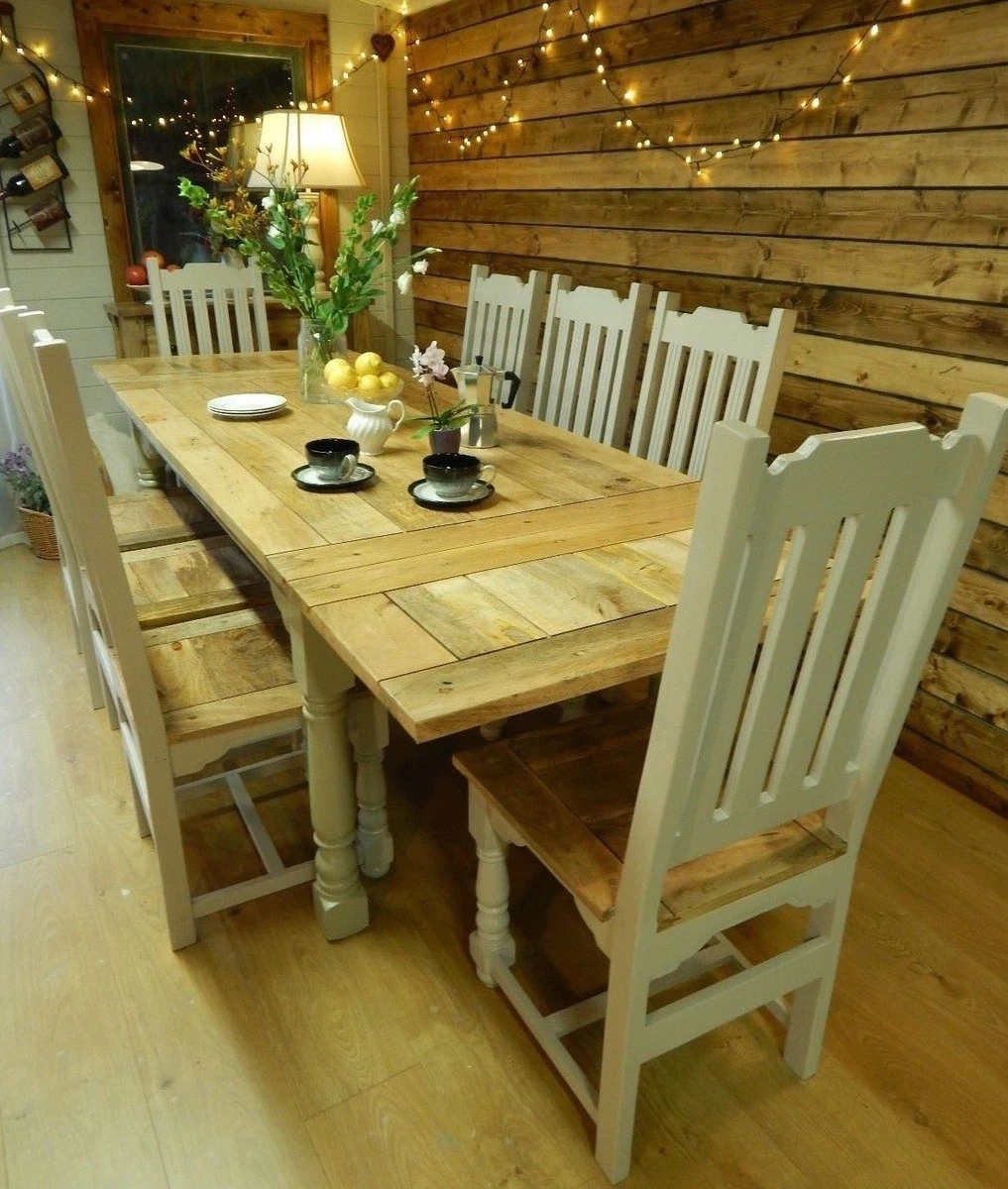 Brown farmhouse dining table deals