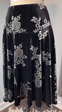 Vtg Womens Skirt Black Velvet Floral Witchy Goth 90s Whimsigoth L 14/16 