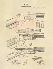 Winchester Yellow Boy Repeating Rifle US Patent Art Print - 1866 Rifle - 584