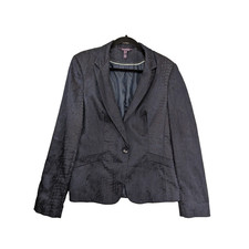 Long Tall Sally Ladies Blazer Size 14 Blue Navy Snakeskin Print Tailored Smart