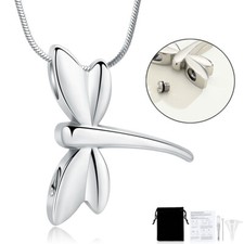 Dragonfly Urn Necklace for Ashes for Human/ Pet Stainless Steel Memorial Lockets