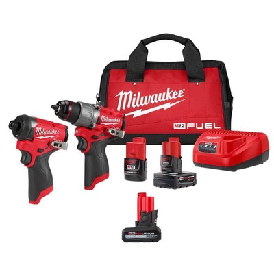 Milwaukee Power Tool Combo Kits M12 FUEL 12V Lithium-Ion w/High Output Battery