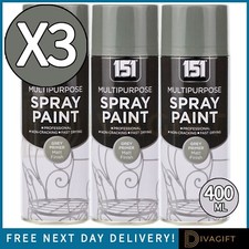 3 x GREY PRIMER MATT FINISH SPRAY PAINT 400ML MULTI PURPOSE FAST DRYING AEROSOL