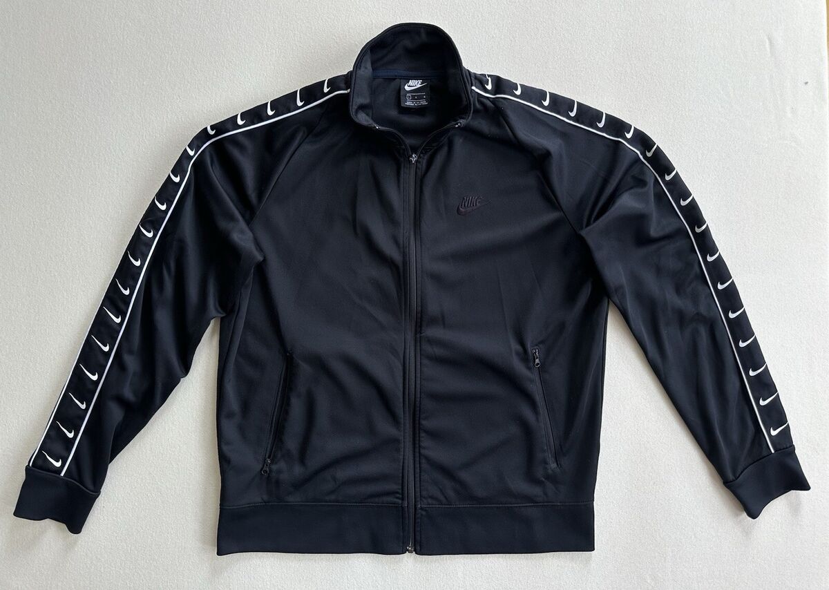 Nike Sportswear Swoosh Taped Track Jacket Mens Large Black Nike Sportswear Swoosh Taped Track Jacket Mens Large Black