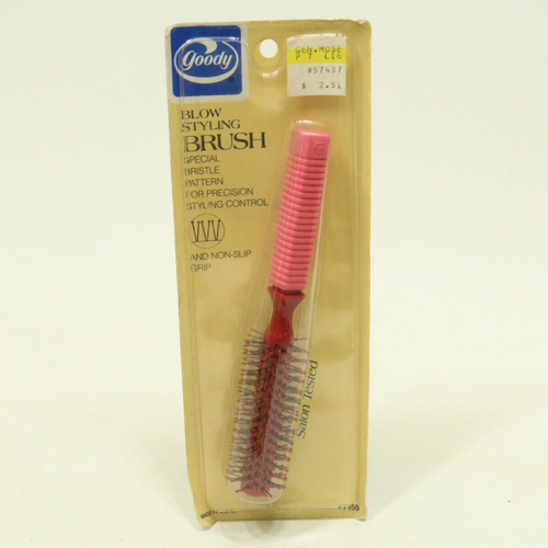 Vintage Goody Blow Style Pink Brush 7159 Square Grip Ball Tip Bristles 1982 NOS