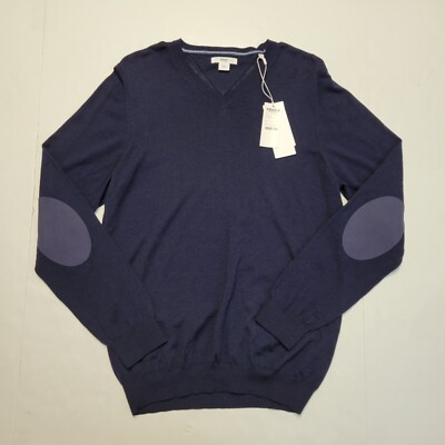 $178 New BRAX Men's Vico V-Neck Sweater 100% MERINO WOOL Navy Blue Size SMALL 