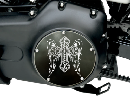Cross Angel Wings Twin Cam Harley Davidson Derby Cover. Fits Twin Cam Motors - Foto 1 di 5