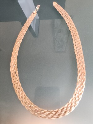 Solid 585 Gold Or 14k 25g Woven CLEOPATRA Statement Chain Necklace  18''  NWOT 