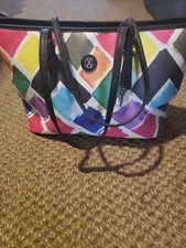  Christian Lacroix Liliane Large geometric diamond watercolor  Handbag Tote