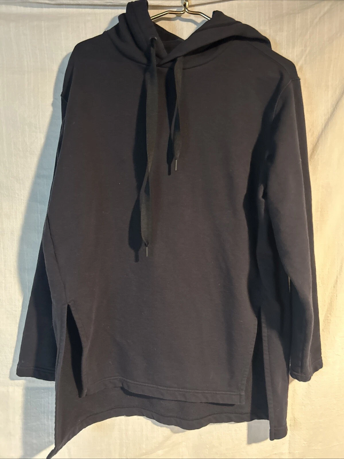 Athleta Yogi High Low Oversized Hoodie Sweatshirt Pullover Black Womens Sz S