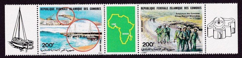 Comoros Islands #C145-C146 , MNH gutter pair,  1985--Boy Scouts
