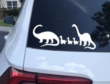 Dinosaur Family White Vinyl Graphic Decal Car Truck Window Laptop notebook
