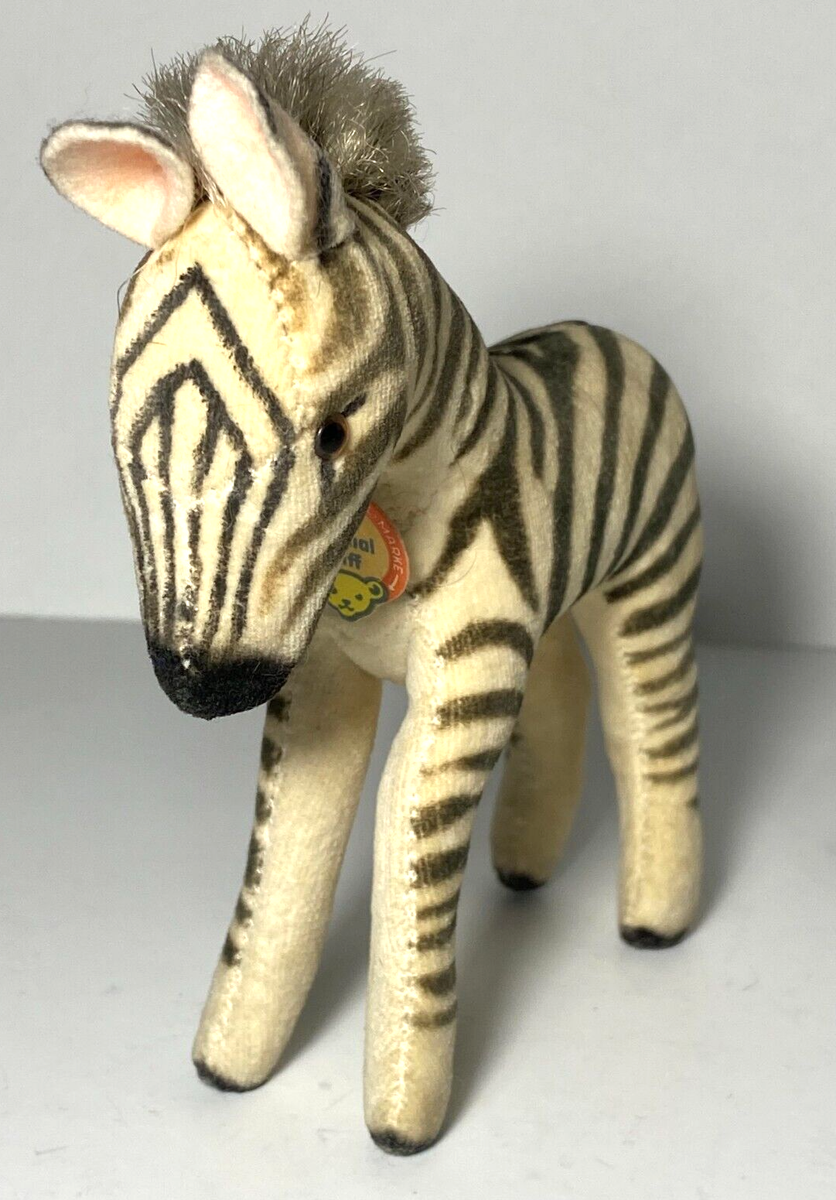 VINTAGE STEIFF ZEBRA VELVET PLUSH 5½
