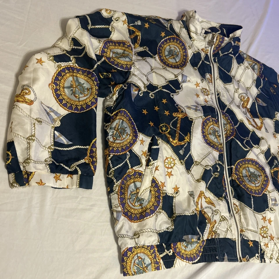 Chaqueta East West Silks Estampado Náutico Mujer Talla L Seda Glamour Retro Nueva Sin Etiqueta Foto 2 de 4