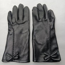 Vintage Womens XS Small Jelmin Vinyl Gloves Faux Leather Tricot Lining READ LIN2