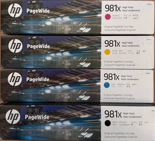 GENUINE HP 981X HI-YLD Cartridge L0R09A-L0R12A PageWide 556 586 set