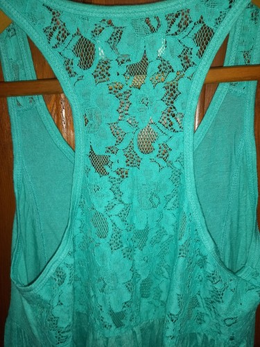 Hollister Teal Aqua Marine Blue Lace Back Tank Top Vest I Womens Size S Small - Picture 8 of 11