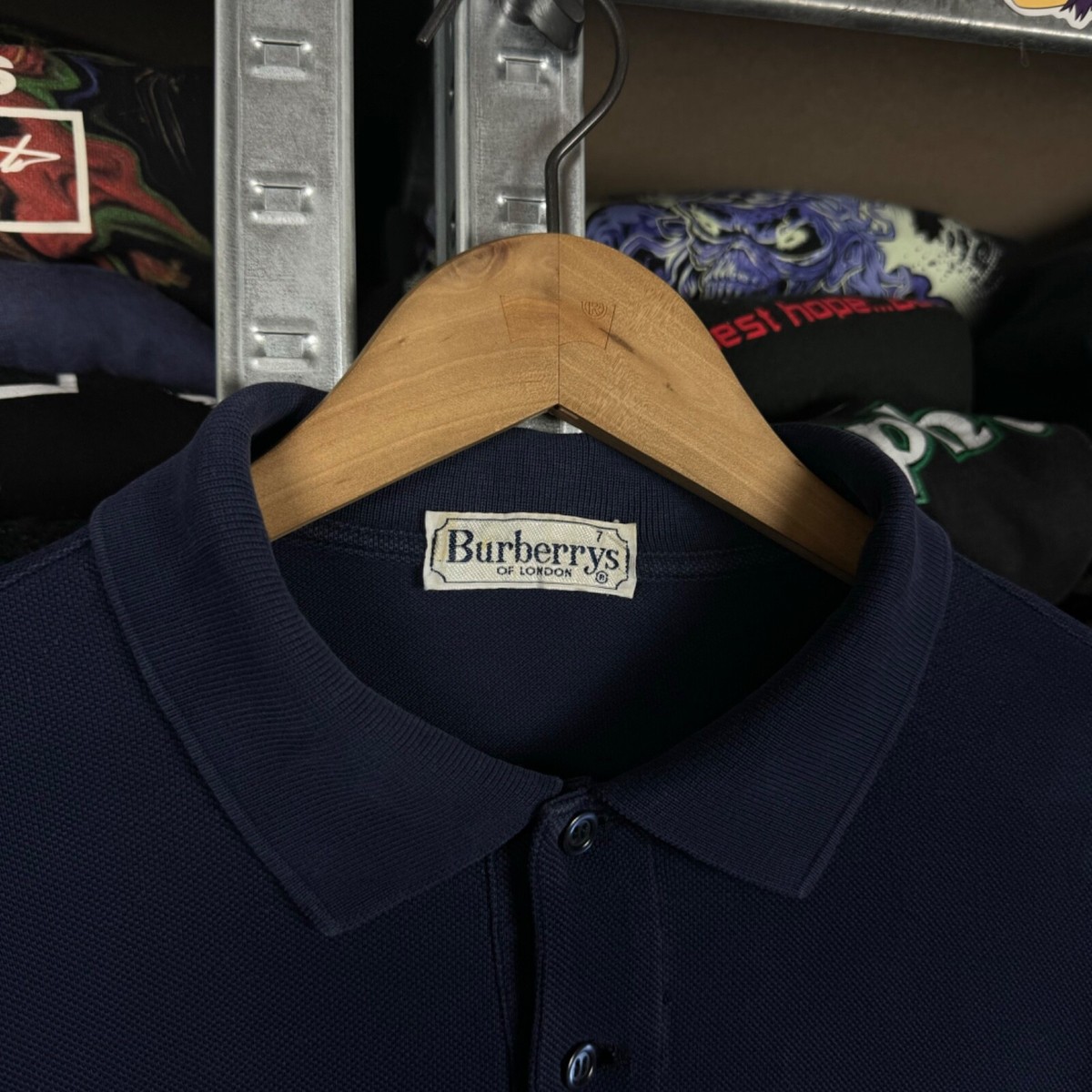 希少 BURBERRY ヴィンテージ ポロシャツ イタリア製 L 90’s 希少】Burberrys 90s ポロシャツ パイル地 刺繍ロゴ ヴィンテージ