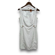 Tory Burch Knee Length Mid Length Sheath Dress White Gold Hardware Sz 8 (17x38)