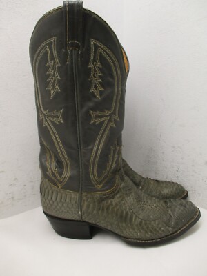Tony Lama Gray Snakeskin Leather Cowboy Boots Mens Size 8.5 EEE Style Y2377 USA