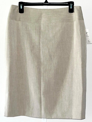 New SHARAGANO SUITS SKIRT 10 HEATHER SAND AT KNEE STRAIGHT LINING NWT USPSGA