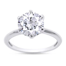 3ct Round Lab Created Moissanite Engagement Wedding Ring 14K Solid White Gold