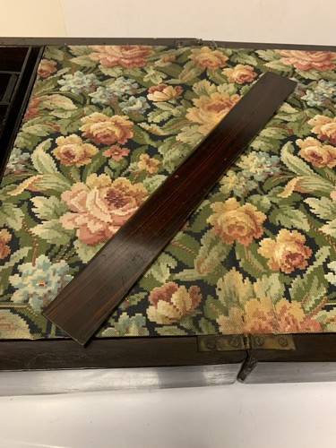 SALE! Antique Rosewood Writing Box Travel Lap Desk Wood Brass Mother Pearl Inlay - Picture 10 of 19