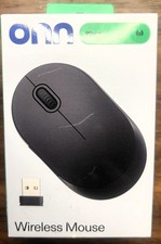 NEW - ONN Wireless Optical Mouse 5-Button 1600 DPI USB Black, Small/Mini Size