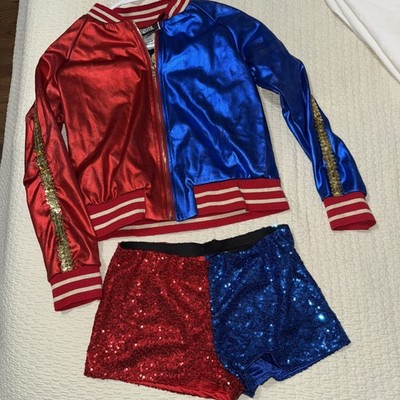 Suicide Squad Harley Quinn Wms XS Property of Joker Bomber  with sequin shorts 