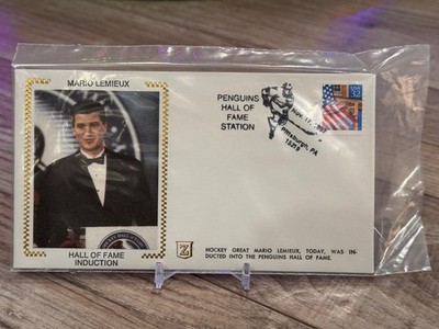 Mario Lemieux, Pittsburgh Penguins HALL OF FAME INDUCTION 1997 SILK CACHET