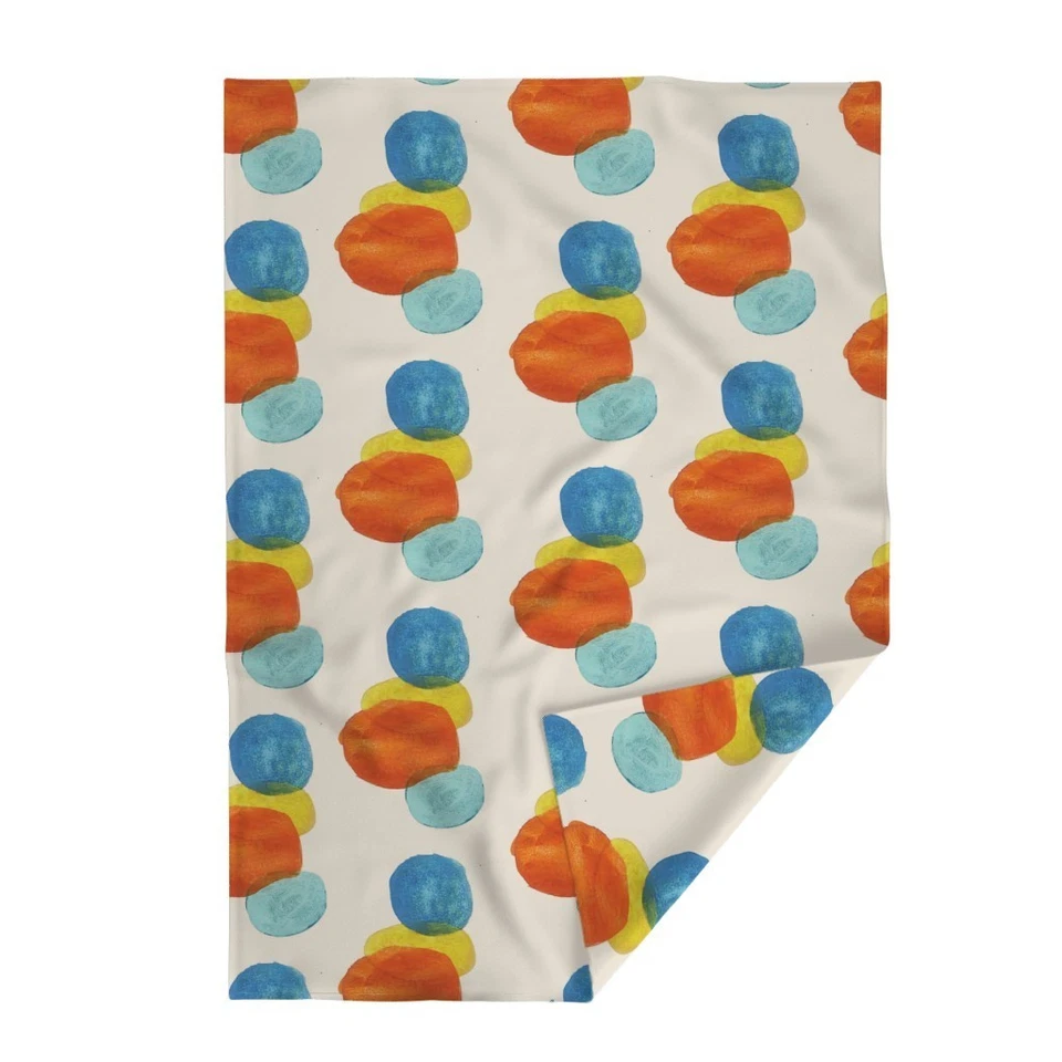 Watercolor Circles Mid Century Circles Retro Large Scale Printed Throw Blanket - Image 2 of 4
