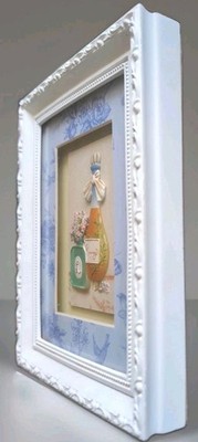 Pamela Gladding Framed 3D Floral Perfume Bottle Wall Art Cottage Shabby Chic