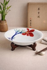 Koransha Arita Ware Porcelain Orchid Serving Bowl Japan w/ Tomobako Box