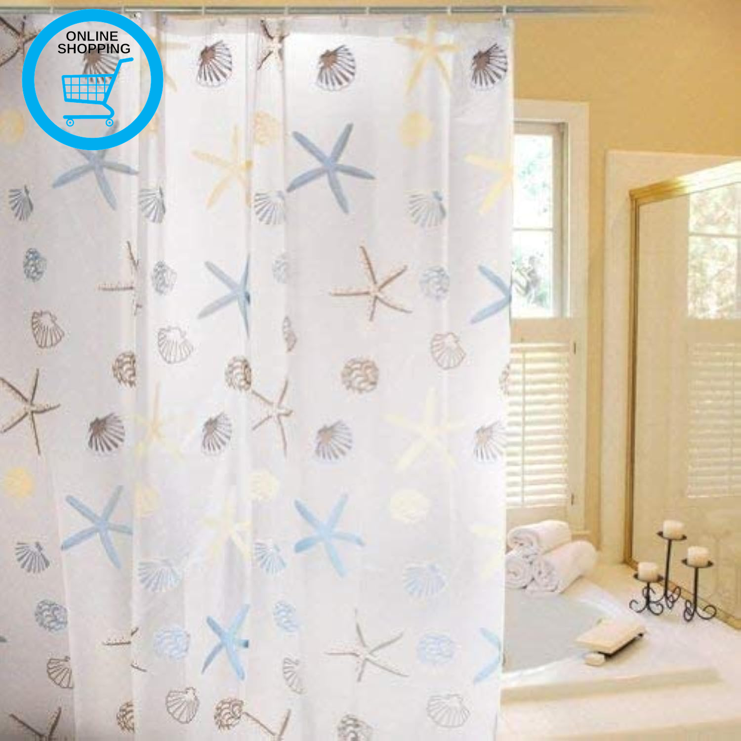 Elegant PEVA Shower Curtain with Plastic Hook for Bathroom 180 Cm X 180 Cm