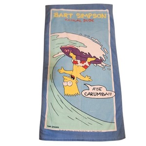 Bart Simpson Radical Dude Surfing Wave Beach Towel 1990 Matt Groening