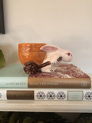 Acme Ware of Japan Vintage 1950s Racing Easter Rabbit Bunny with Cart Egg Cup 