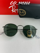 Ray-Ban RB3447 Round Metal Sunglasses Silver Frame Green G-15 Lens 50mm Unisex