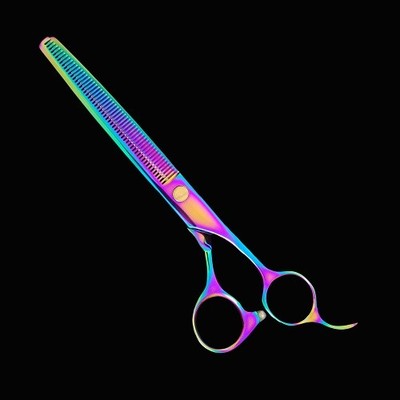 Kashi CB-604TR Thinning / Texturing 6'' 30 Teeth Rainbow Hair Shears / Scissors