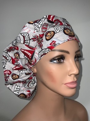 Ohio State Bouffant scrub hats women