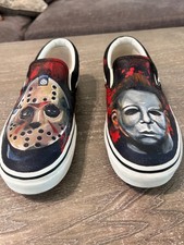 mens VANS 10.5 Hand painted MICHAEL MYERS and JASON horror films