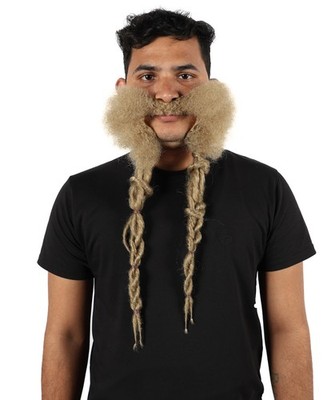 Mittelalter Krieger Schnurrbart & Bart Set, synthetische Gesichtsbehaarung, historisches Cosplay
