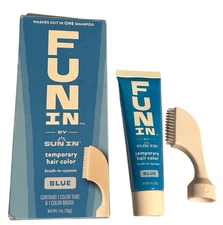 Fun In by Sun In Temporary Hair Color - Blue - Brush & Tube, Single Wash Out