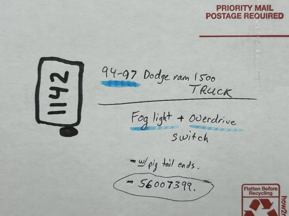 94-97 Dodge Ram 1500 2500 caminhão overdrive O/D interruptor de luz de neblina moldura 56007399 - Imagem 3 de 4