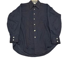VTG Mens Shirt XL 70s Big Collar Disco Blue Flowy