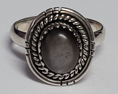 Chocolate moonstone ring size 6 - handmade - full silver back