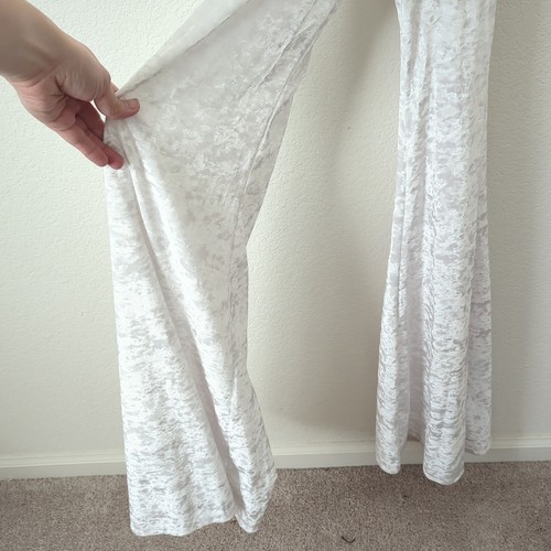 Warrior Within Designs Rave Jumpsuit XS Velvet White Bell Flare Leg One Piece - Picture 4 of 10