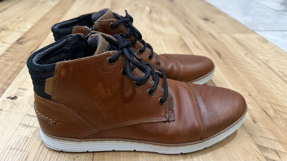 Botas Bull Boxer Marrón Adyn Cuero Cremallera Lateral Hechas a Mano Para Hombre EE. UU. 11 Foto 2 de 4