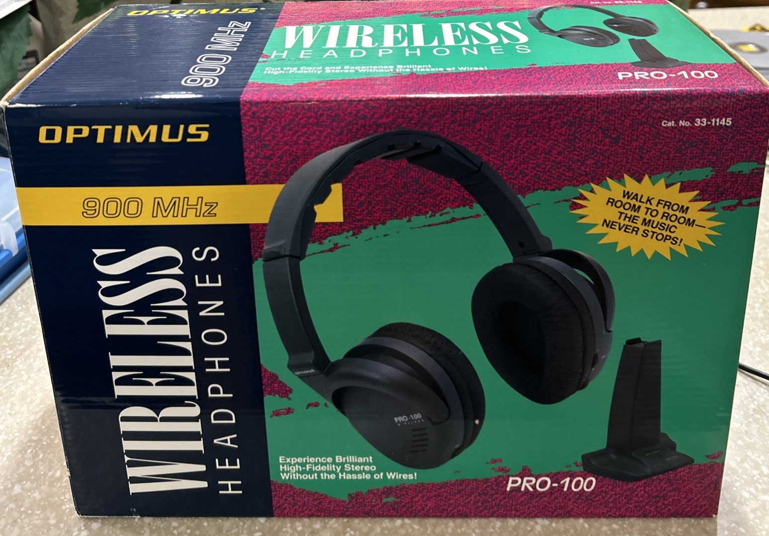 NIB Optimus Radio Shack Wireless Headphones 1994 PRO-100 On 